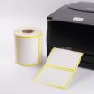 Picture of ST.TT Size 101.6 x 152.4 mm (4 x 6 inch) Sticker 250 ดวง/ม้วน แกน 1.5 นิ้ว ขอบสีเหลือง สติ๊กเกอร์กระดาษ กึ่งมันกึ่งด้าน (ใช้ร่วมกับ Wax Ribbon หรือ Wax Resin Ribbon)